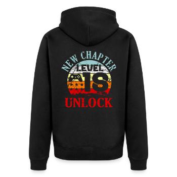 18th birthday - Unisex Premium Organic Zip Hoodie - black - Back - Nico (187cm)