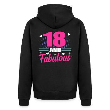 18th birthday - Unisex Premium Organic Zip Hoodie - black - Back - Nico (187cm)