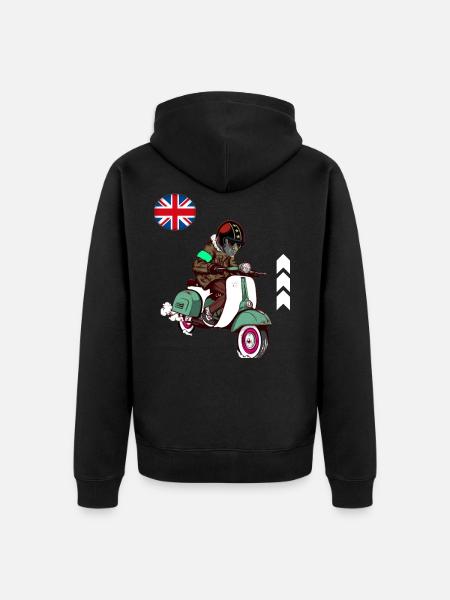 Motorroller Roller Bike Kult 60er Jahre England - Unisex Premium Bio Zip Hoodie - Schwarz