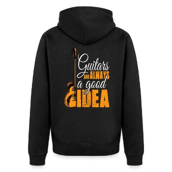 Playing guitar is always a good idea - Unisex Premium Organic Zip Hoodie - black - Back - Nico (187cm)
