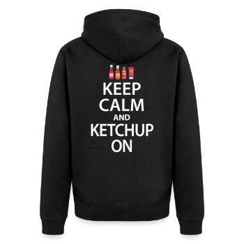 Ketchup - Unisex Premium Organic Zip Hoodie - black - Back - Nico (187cm)