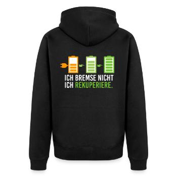 Elektroauto Elektromobilität E Auto Rekuperieren - Unisex Premium Bio Zip Hoodie - Schwarz - Hinten - Nico (187cm)