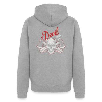 devil - Unisex Premium Organic Zip Hoodie - heather grey - Back - Nico (187cm)