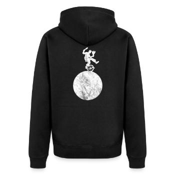 Jongleur mit Keulen auf Einrad Jonglage - Unisex Premium Bio Zip Hoodie - Schwarz - Hinten - Nico (187cm)