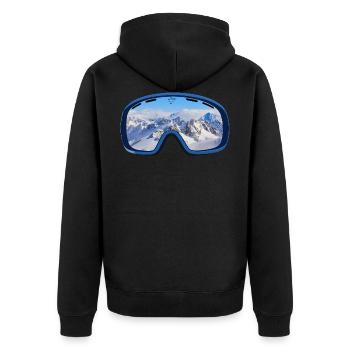 Ski goggles reflect mountain panorama - Unisex Premium Organic Zip Hoodie - black - Back - Nico (187cm)