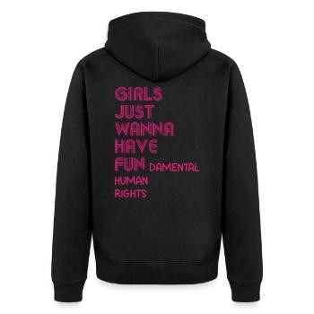 Frauen Gleichberechtigung - Unisex Premium Bio Zip Hoodie - Schwarz - Hinten - Nico (187cm)