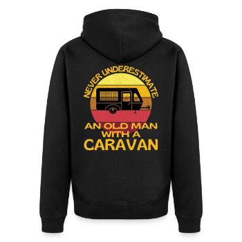 Old Man With A Caravan - Unisex Premium Organic Zip Hoodie - black - Back - Nico (187cm)