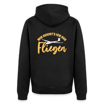 Segelfliegen, Segelflieger, Pilot, Segelflugzeug - Unisex Premium Bio Zip Hoodie - Schwarz - Hinten - Nico (187cm)