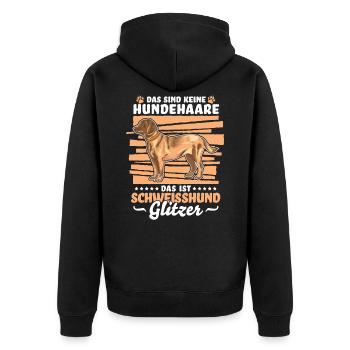 Das ist Hannoverscher Schweißhund Glitzer Spruch - Unisex Premium Bio Zip Hoodie - Schwarz - Hinten - Nico (187cm)