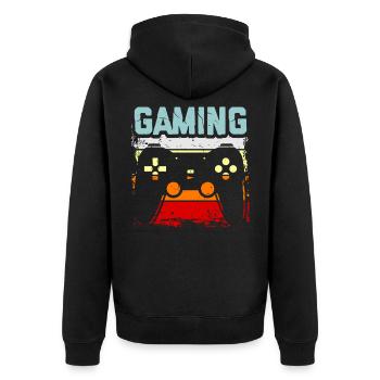 Computer Gaming - Unisex Premium Bio Zip Hoodie - Schwarz - Hinten - Nico (187cm)
