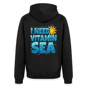 Meer - Unisex Premium Bio Zip Hoodie - Schwarz - Hinten - Nico (187cm)