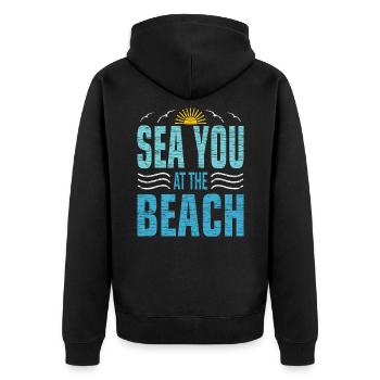 Meer - Unisex Premium Bio Zip Hoodie - Schwarz - Hinten - Nico (187cm)