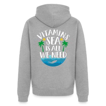 Meer - Unisex Premium Bio Zip Hoodie - Grau meliert - Hinten - Nico (187cm)