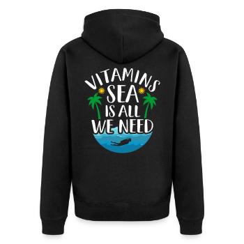 Meer - Unisex Premium Bio Zip Hoodie - Schwarz - Hinten - Nico (187cm)