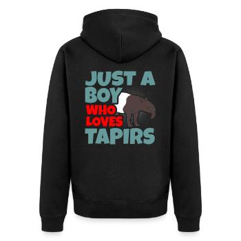 Tapir - Unisex Premium Bio Zip Hoodie - Schwarz - Hinten - Nico (187cm)