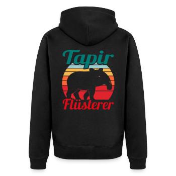Tapir Säugetier Niedliche Geschenkidee - Unisex Premium Bio Zip Hoodie - Schwarz - Hinten - Nico (187cm)