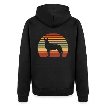 Kurzhaarcollie Vintage Familienhund Geschenk - Unisex Premium Bio Zip Hoodie - Schwarz - Hinten - Nico (187cm)