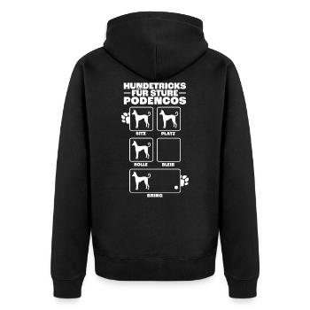 Podenco Hundetricks spanischer Jagdhund Geschenk - Unisex Premium Bio Zip Hoodie - Schwarz - Hinten - Nico (187cm)