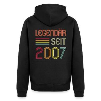 15ter Geburtstag Legendär Seit 2007 Geschenk - Unisex Premium Bio Zip Hoodie - Schwarz - Hinten - Nico (187cm)