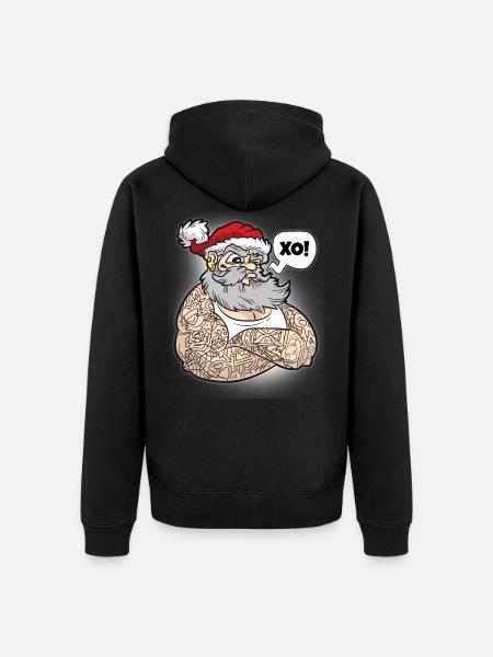 Weihnachtsmann mit Tattoos - Unisex Premium Bio Zip Hoodie - Schwarz