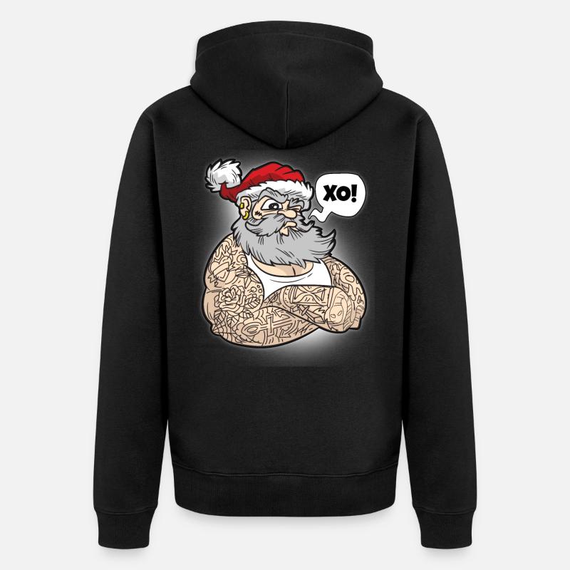 Weihnachtsmann mit Tattoos - Unisex Premium Bio Zip Hoodie - Schwarz