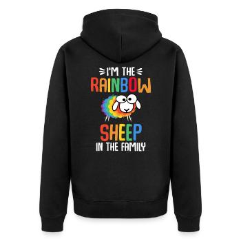 I am the colorful sheep of the family - Unisex Premium Organic Zip Hoodie - black - Back - Nico (187cm)