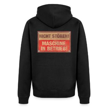 Nicht stören Maschine in Betrieb Sport Fitness - Unisex Premium Bio Zip Hoodie - Schwarz - Hinten - Nico (187cm)