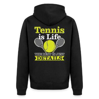 Tennis Is Life Liebhaber Tennisspieler Geschenk - Unisex Premium Bio Zip Hoodie - Schwarz - Hinten - Nico (187cm)