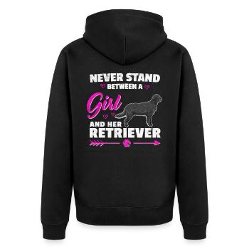 A Girl and her Flat Coated Retriever Spruch - Unisex Premium Bio Zip Hoodie - Schwarz - Hinten - Nico (187cm)