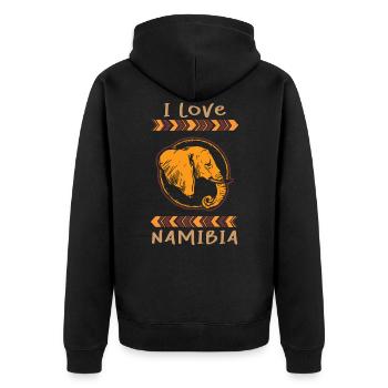Namibia Afrika Shirt Geschenkidee - Unisex Premium Bio Zip Hoodie - Schwarz - Hinten - Nico (187cm)