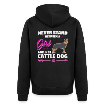 Une fille et son chien de bétail australien disant - Veste à capuche bio Premium Unisexe - noir - Dos - Nico (187cm)