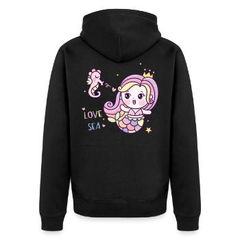 Meerjungfrau - Unisex Premium Bio Zip Hoodie - Schwarz - Hinten - Nico (187cm)