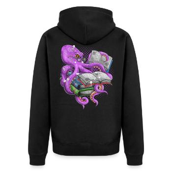 Lire La bibliothèque poulpe - Veste à capuche bio Premium Unisexe - noir - Dos - Nico (187cm)