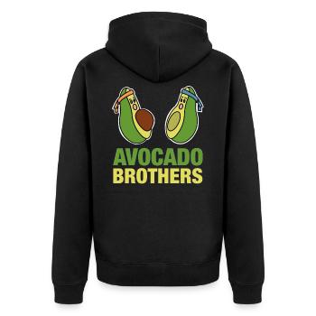 Avocado Brothers Vegan Vegetarian Gift - Unisex Premium Organic Zip Hoodie - black - Back - Nico (187cm)