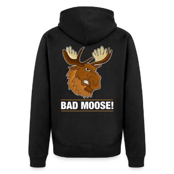 Bad Moose Rentier Elche Geschenk - Unisex Premium Bio Zip Hoodie - Schwarz - Hinten - Nico (187cm)