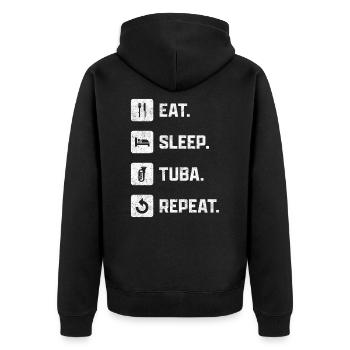 Eat Sleep Tuba Repeat Tubist Tubaspieler Geschenk - Unisex Premium Bio Zip Hoodie - Schwarz - Hinten - Nico (187cm)