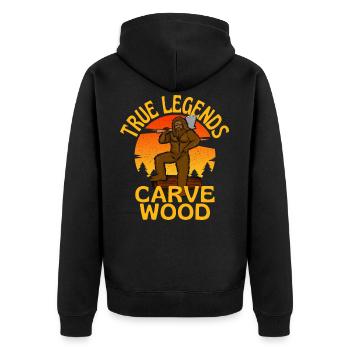 Wahre Legenden schnitzen Holz Bigfoot Legende - Unisex Premium Bio Zip Hoodie - Schwarz - Hinten - Nico (187cm)