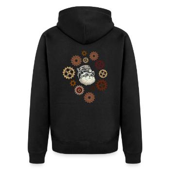 Cat Steampunk Hat Science Fiction Fantasy Cat - Unisex Premium Organic Zip Hoodie - black - Back - Nico (187cm)