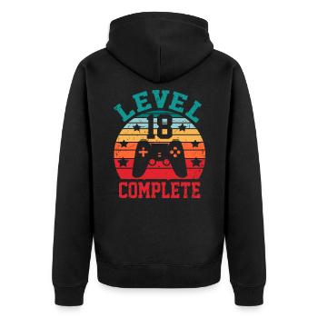 18th Birthday - Unisex Premium Organic Zip Hoodie - black - Back - Nico (187cm)