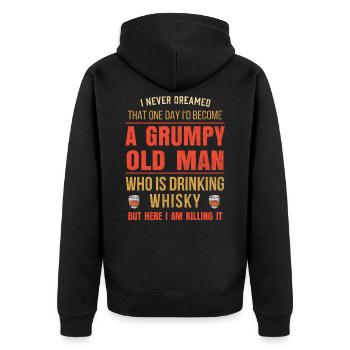 Mens Whiskey Gift For Bourbon Drinkers Funny - Unisex Premium Organic Zip Hoodie - black - Back - Nico (187cm)