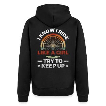 MTB and Mountain Bike Gifts - Unisex Premium Organic Zip Hoodie - black - Back - Nico (187cm)