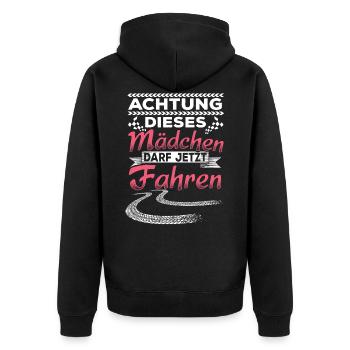 Fahrprüfung bestanden Geschenk Führerschein - Unisex Premium Bio Zip Hoodie - Schwarz - Hinten - Nico (187cm)