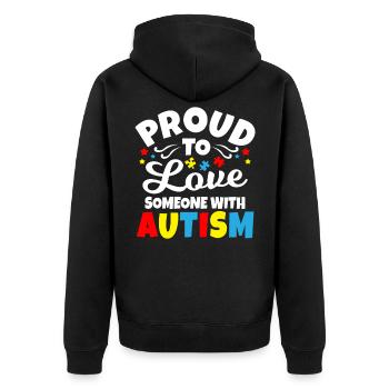 Autisme - Veste à capuche bio Premium Unisexe - noir - Dos - Nico (187cm)