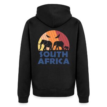 Südafrika South Africa Familie Elefanten Retro - Unisex Premium Bio Zip Hoodie - Schwarz - Hinten - Nico (187cm)