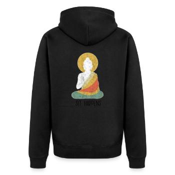 Bouddha drôle bouddhisme méditation paix dharma - Veste à capuche bio Premium Unisexe - noir - Dos - Nico (187cm)