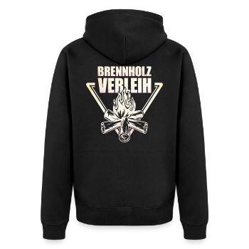 Brennholz Verleih - Unisex Premium Bio Zip Hoodie - Schwarz - Hinten - Nico (187cm)