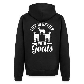 Goat Lovers Gifts Goat Shirt - Unisex Premium Organic Zip Hoodie - black - Back - Nico (187cm)