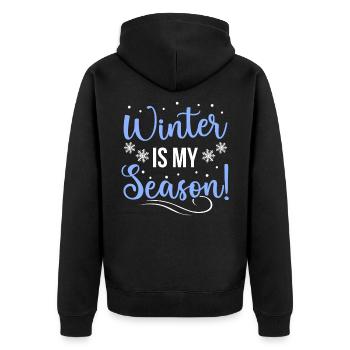 Snow - Unisex Premium Organic Zip Hoodie - black - Back - Nico (187cm)