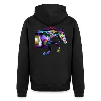 Cheval chevaux doux équitation cadeau idée cadeau - Veste à capuche bio Premium Unisexe - noir - Dos - Nico (187cm)