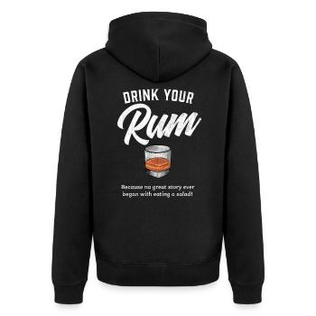 Mens Rum Liebhaber Geschenk ich lustige Rum Trinken Grafik - Unisex Premium Bio Zip Hoodie - Schwarz - Hinten - Nico (187cm)